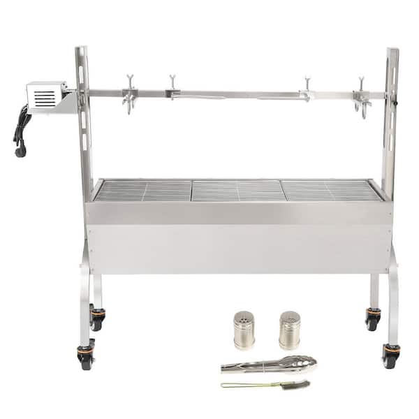 Stainless Steel Rotisserie Grill, Electric 50 W Motor BBQ Hog Rotisserie Roaster, 46 in. Rotisserie System for Camping