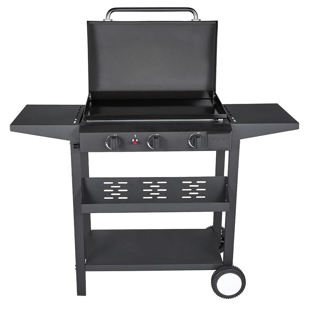 3-Burner 22 in. Black Propane Gas Grill with 24,500 BTU, Adjustable Temperature Control