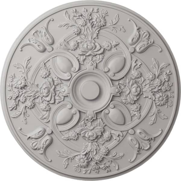 Ekena Millwork 31-1/4 in. x 2-1/4 in. Baile Urethane Ceiling (Fits Canopies up to 6 in.), Ultra-Pure White, Ultra Pure White