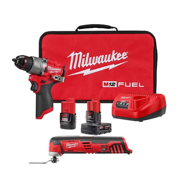 Milwaukee M12 FUEL 12-Volt Lithium-Ion Brushless Cordless 1/2 in. Drill Driver Kit with M12 Multi-Tool
