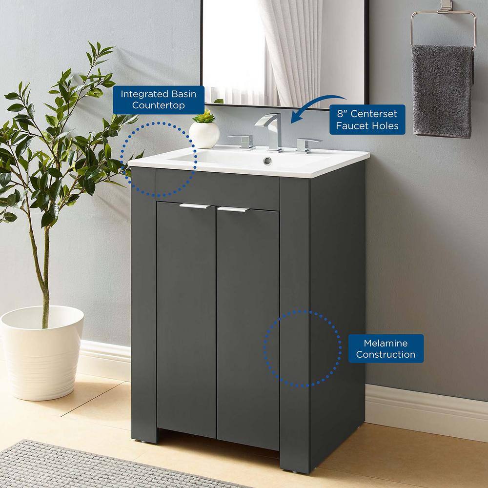 Maybelle 24" Gray White Melamine Bathroom Vanity with Ceramic Sink