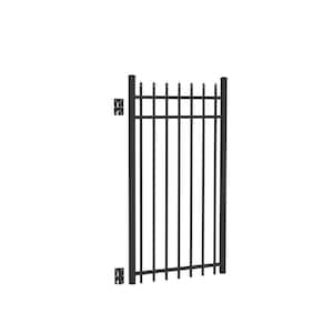 Cascade Standard-Duty 3 ft. W x 5 ft. H Black Aluminum Straight Pre-Assembled Fence Gate