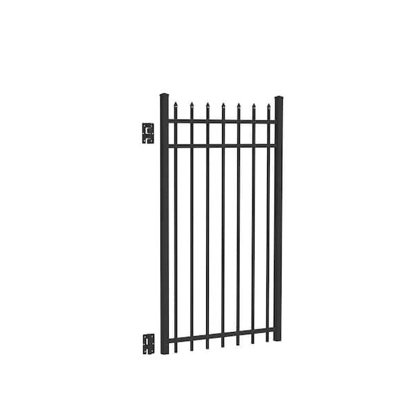Cascade Standard-Duty 3 ft. W x 5 ft. H Black Aluminum Straight Pre-Assembled Fence Gate