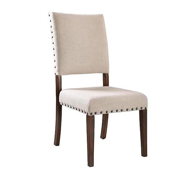 William's Home Furnishing Aurora Brown Cherry and Ivory Solis Transitional Style Side Chair