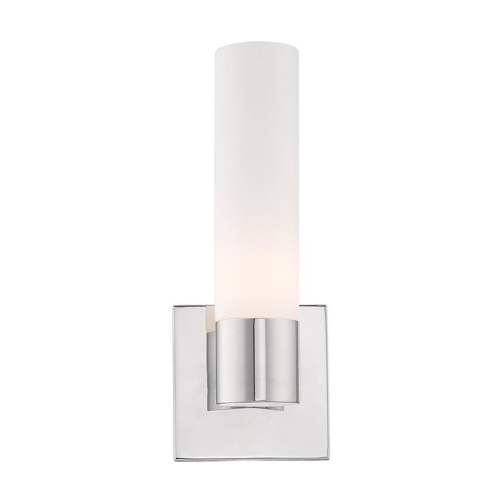 Aero Contemporary Chrome 1-Light Wall Sconce with Etched Opal Glass