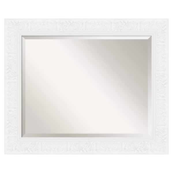 Luxe White 34.75 in. x 28.75 in. Beveled Traditional Rectangle Framed Wall Mirror