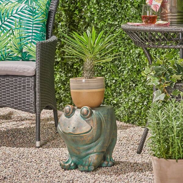 Outdoor Vintage Stone Frog Garden Stool, Magnesium Oxide Plant