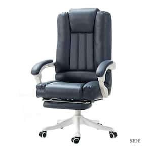 Navy PU Upholstered Massage Swivel Gaming Chair with Arms