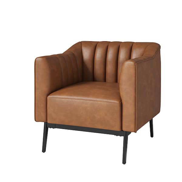 JAYDEN CREATION Curtis Camel Industrial Leather 30 in. Wide Chair