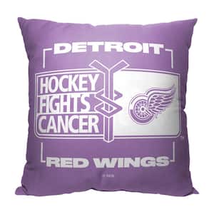 Hockey Fights Cancer Fight For Red Wings Printed Throw Pillow