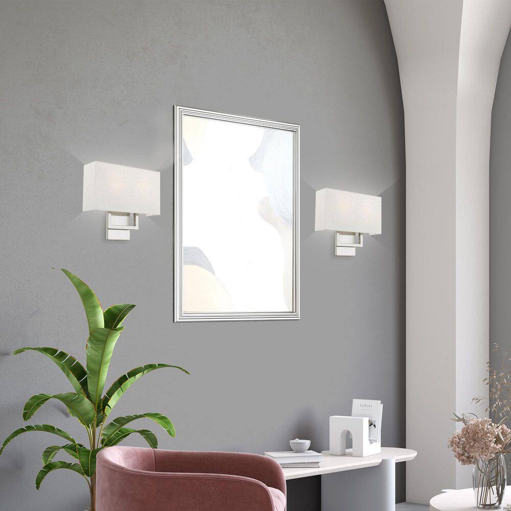 Brushed Nickel 2-Light Wall Sconce with Fabric Shade