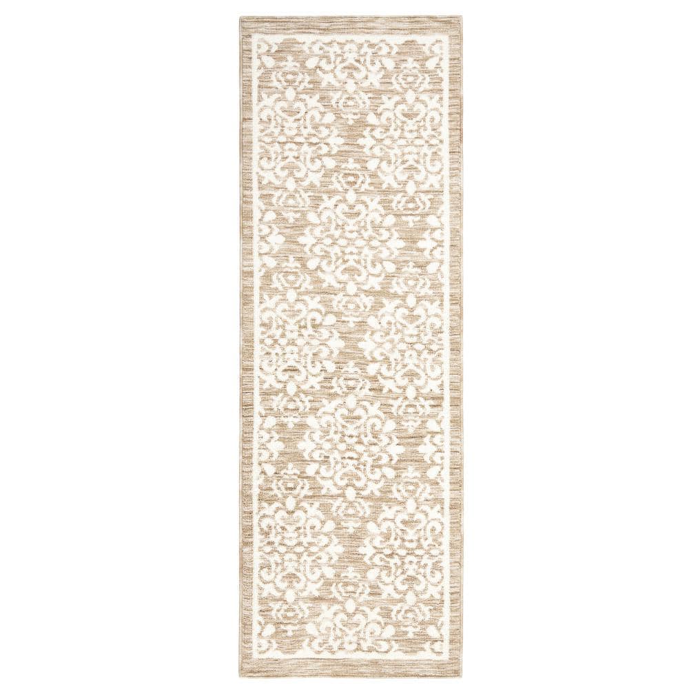 Walker Beige Tufted Medallion Washable Runner Rug