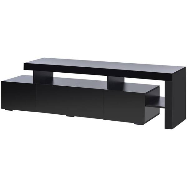 Polibi 73.20 in. Black Modern Style LED Lights TV Stand with UV High