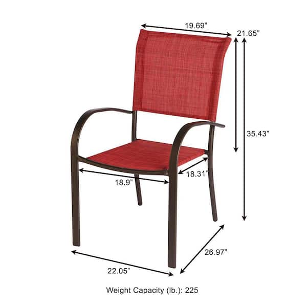 StyleWell Mix and Match Stationary Stackable Steel Split Back Sling Outdoor Patio Dining Chair in Conley Chili FCS70391 Chili The Home Depot