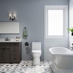 1-piece 0.8/1.28 GPF Dual Flush Elongated Toilet in White with Seat Included