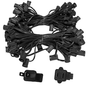 100 ft. C9/E17 Black Wire Socket Stringer with 12 in. Spacing