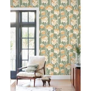 Shirley Green Deco Floral Peel and Stick Wallpaper