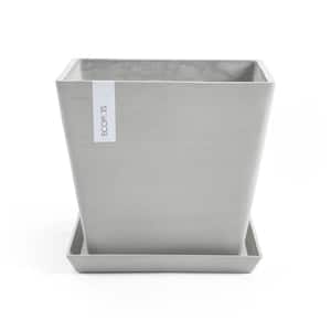 Rotterdam 12 in. White Grey Premium Sustainable Planter ( with Saucer)