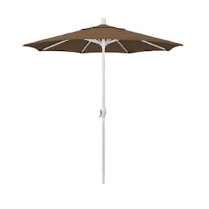 7.5 ft. Matte White Aluminum Market Push Tilt Patio Umbrella in Woven Sesame Olefin