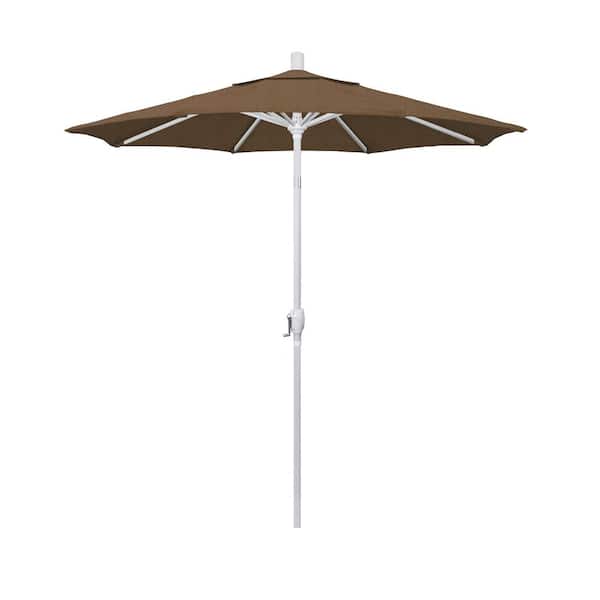 California Umbrella 7.5 ft. Matte White Aluminum Market Push Tilt Patio Umbrella in Woven Sesame Olefin