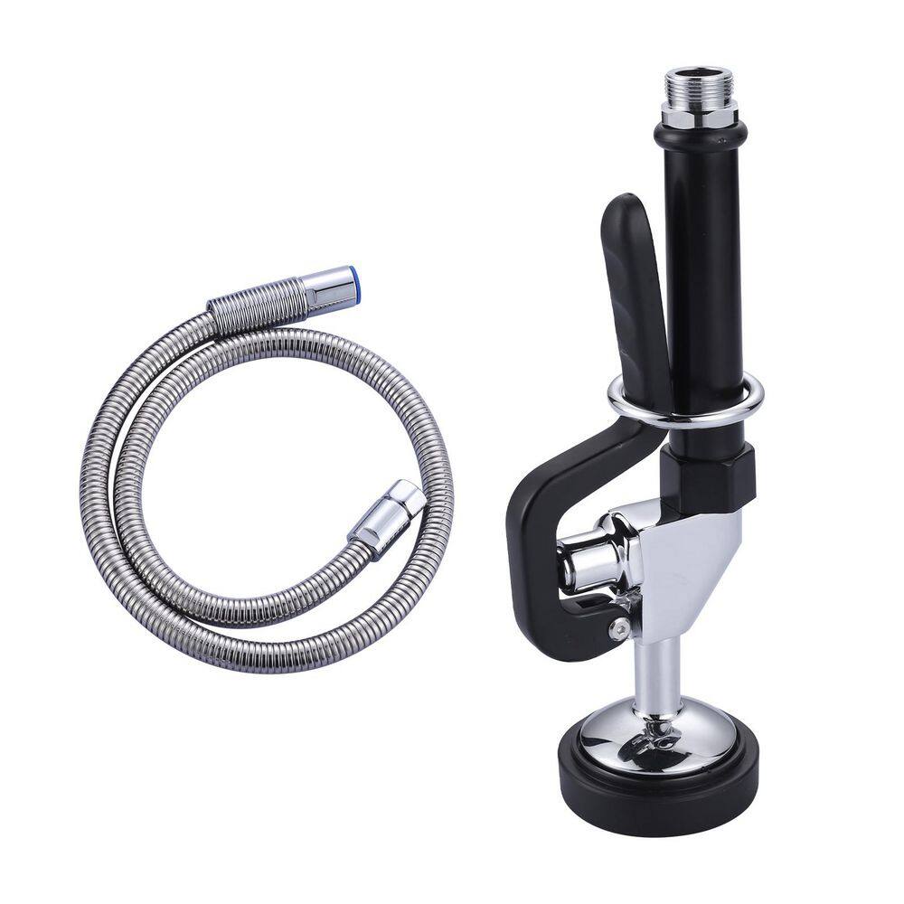 Commercial Pre Rinse Sprayer Head with 38 in. Stainless Steel Hose Assembly Kit in Black and Chrome price history on PriceWatchPro