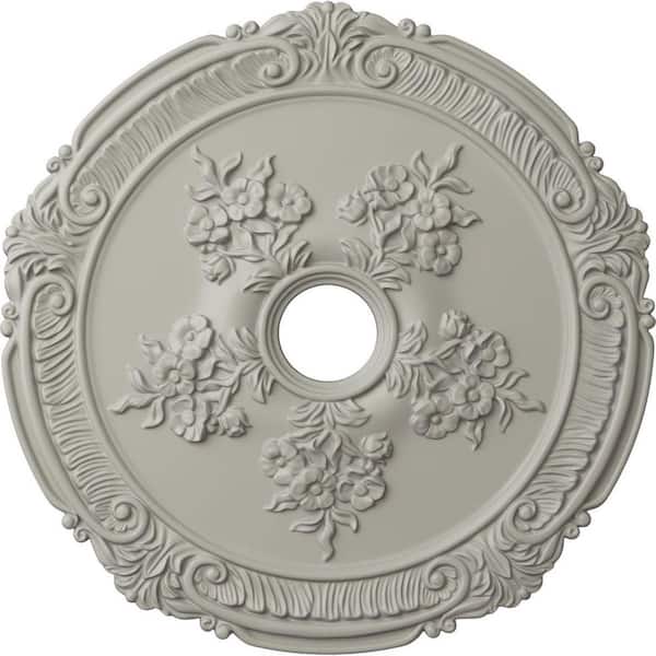 Ekena Millwork 1-1/2 in. x 26 in. x 26 in. Polyurethane Attica with Rose Ceiling Medallion, Pot of Cream