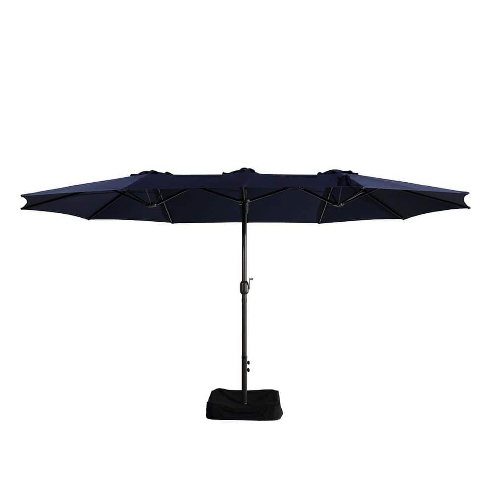 15 ft. Double-Sided Market Umbrella Outdoor Patio Umbrella in Navy Blue with Crank and Base price history on PriceWatchPro