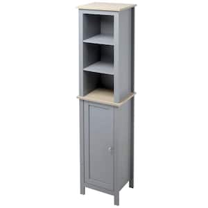 15.25 in. W x 11.75 in. D x 66.25 in. H Gray MDF Freestanding Linen Cabinet with Adjustable Shelves