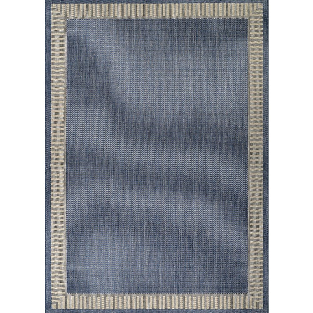 Couristan Recife Wicker Stitch Ivory-Blue 9 ft. x 13 ft. Rectangle ...