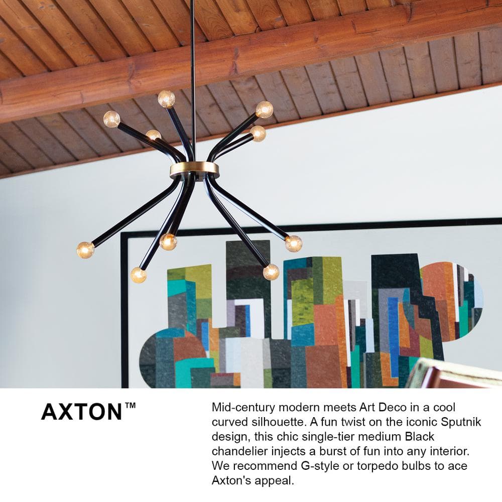 Axton Black and Brass 10-Light Sputnik Chandelier