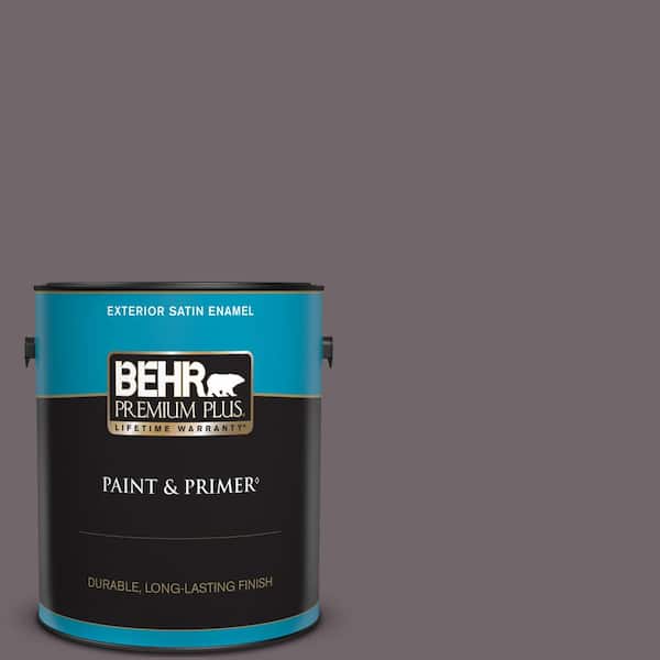 BEHR PREMIUM PLUS 1 gal. #N570-5 Curtain Call Satin Enamel Exterior Paint & Primer