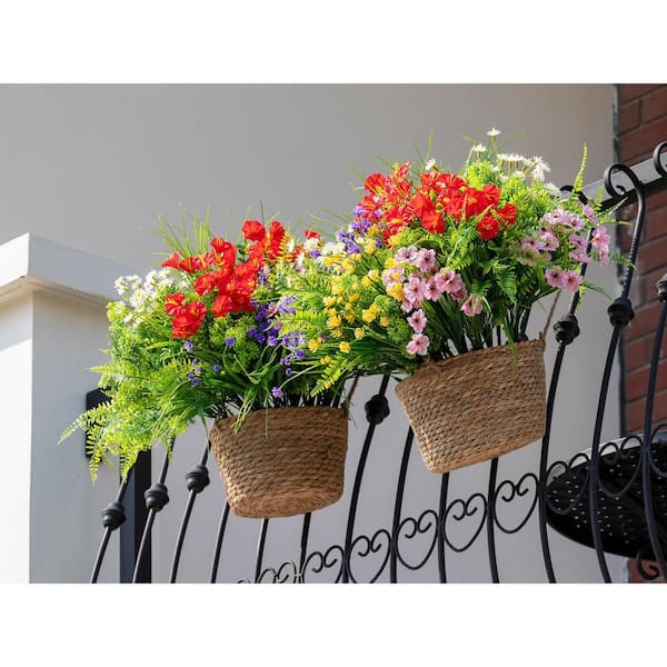1 in. Outdoor Colorful Greenery Artificial Shrub UV Resistant