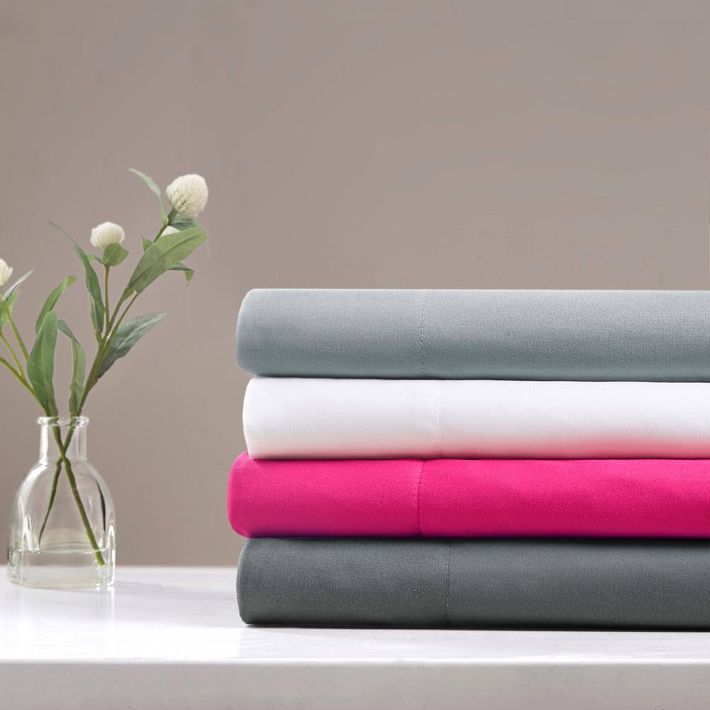 Twin Pink Microfiber Sheet Set with Side Pockets