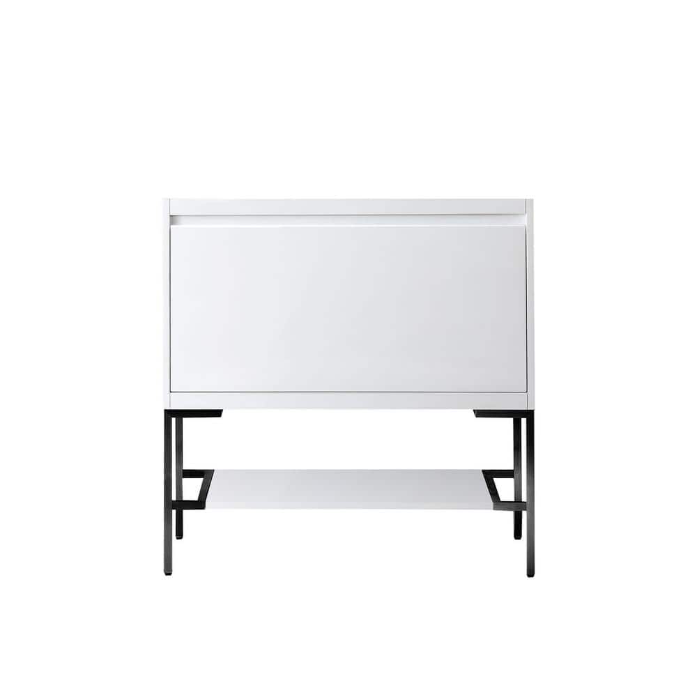 Mantova 36" Walnut and Stainless Steel Single Vanity Base