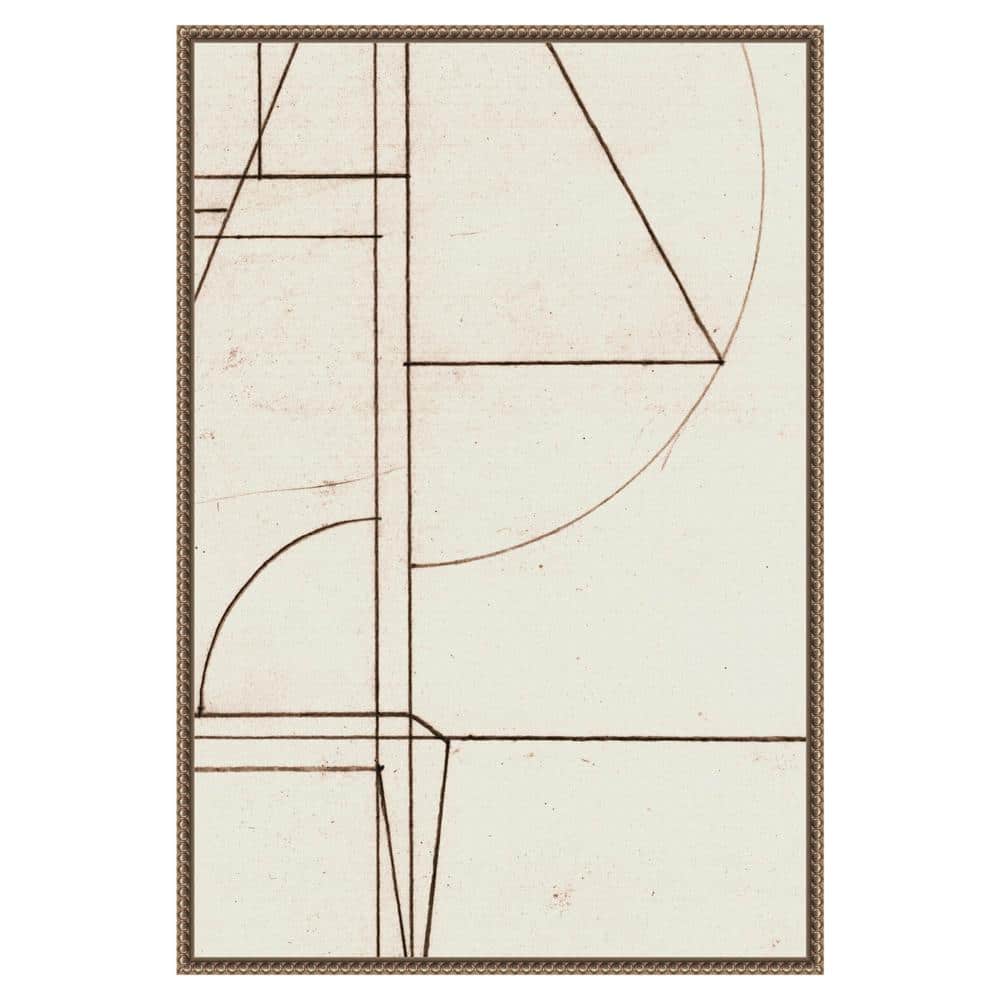 Abstract Geometric Lines Beaded Bronze Framed Canvas Art, 23" x 33"