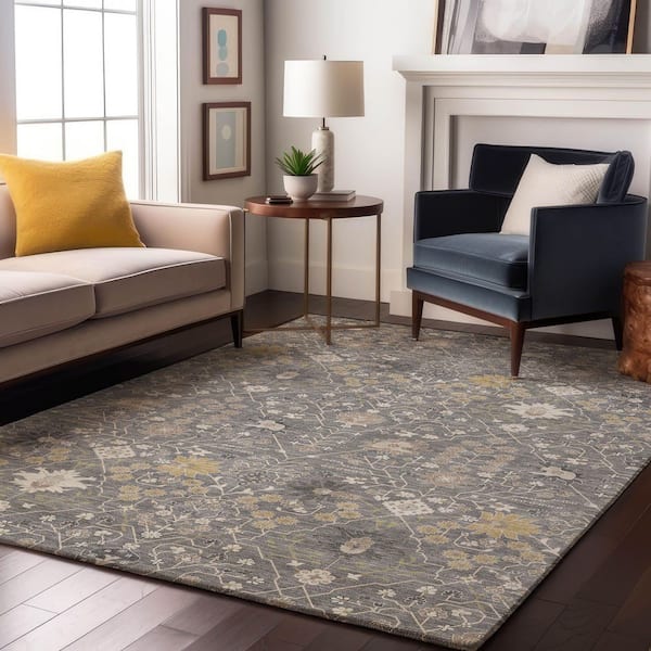 Mayfield Premium Machine Washable Abstract AMF1009 Gray 10 ft. x 14 ft. Area Rug