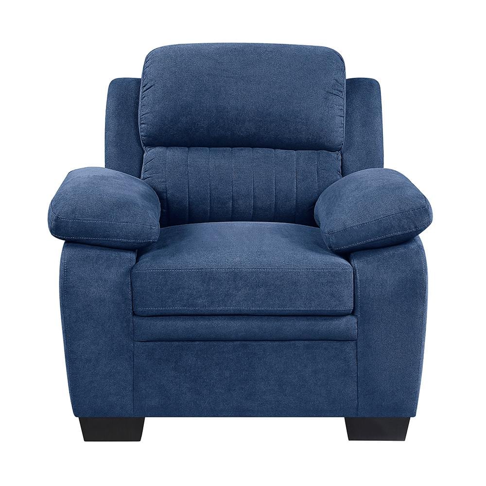 Deliah Blue Textured Fabric Accent Chair with Pillow-Top Arms