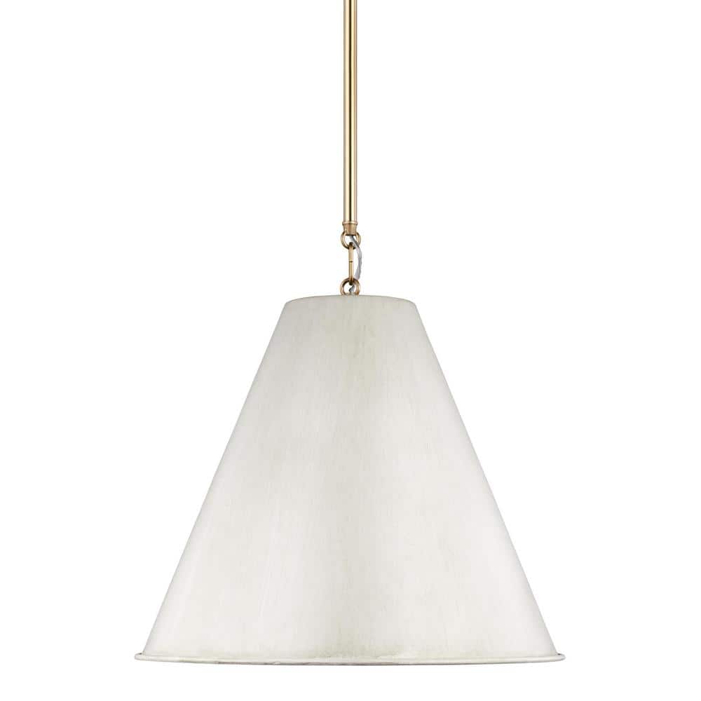 Elegant Gordon Small Pendant in Antique White and Satin Bronze