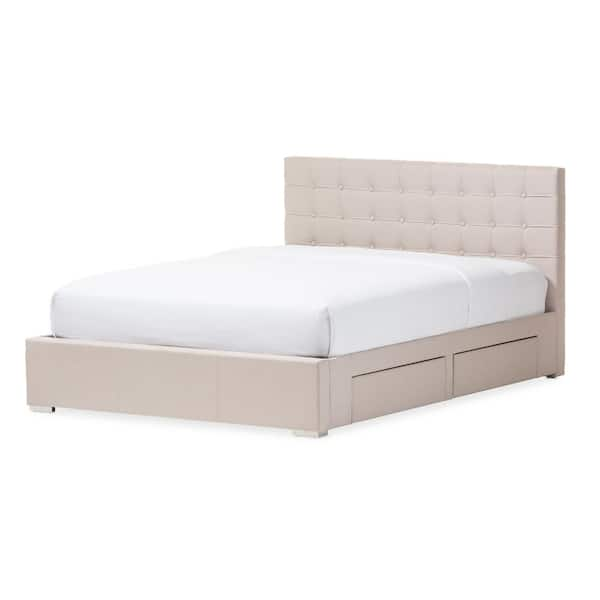 Baxton Studio Rene Beige Queen Upholstered Bed 28862 7061 HD The