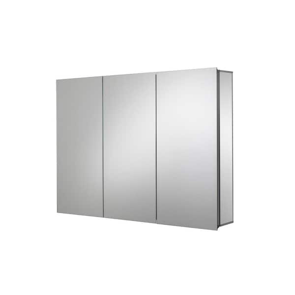 Croydex Brantley 36 in. W x 26 in. H Triple Door Silver Aluminum Recessed/Surface Mount Medicine Cabinet with Mirror