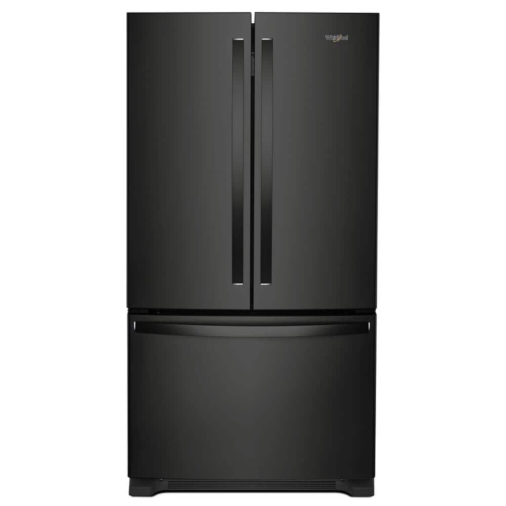 Whirlpool 20 cu. ft. French Door Refrigerator in Black with Internal Water Dispenser, Counter Depth