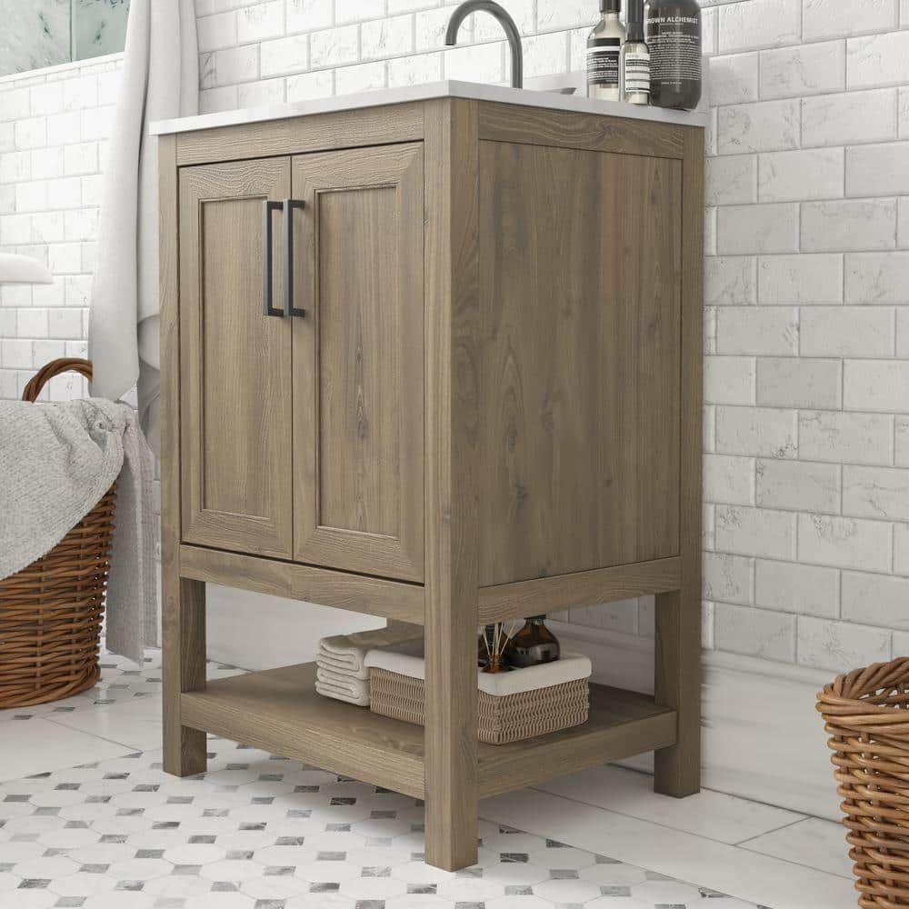Vivien 25" Brown Composite Bathroom Vanity with Stone Top