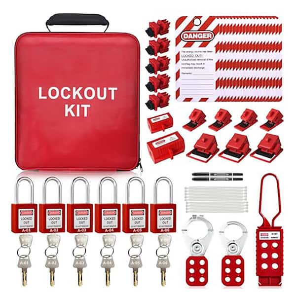 Electrical Lockout Tagout Kit OSHA Compliant Industrial Safety Loto Locks Multi Device Cable Ties Tags 4.3 lbs.