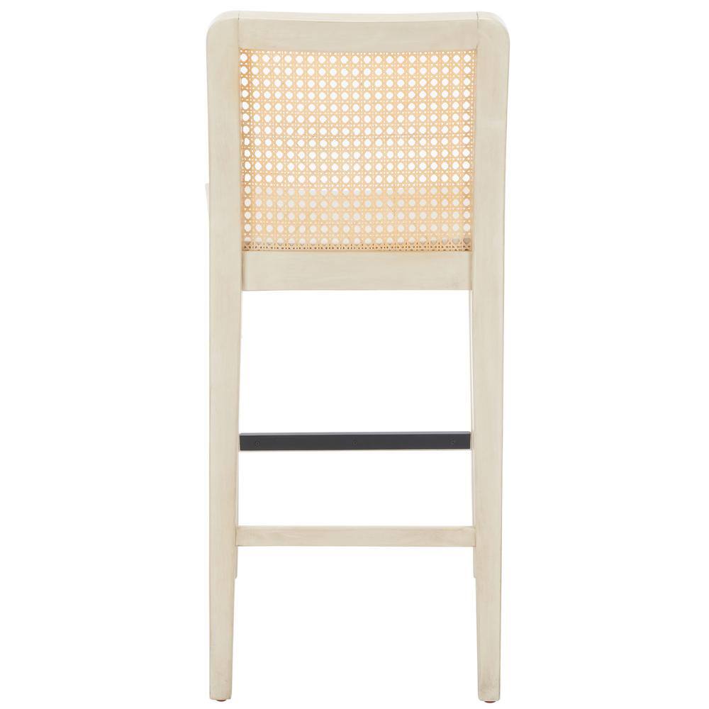 Coastal Charm White and Natural Rubberwood Barstool Set
