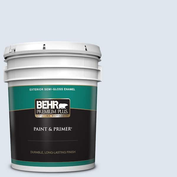 BEHR PREMIUM PLUS 5 gal. #600C-1 Mystic Light Semi-Gloss Enamel Exterior Paint & Primer