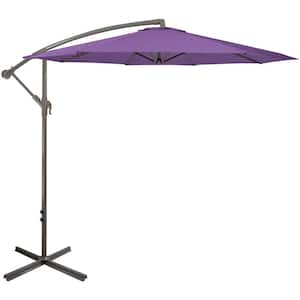 10 ft. Offset Outdoor Patio Umbrella with Hand Crank Purple