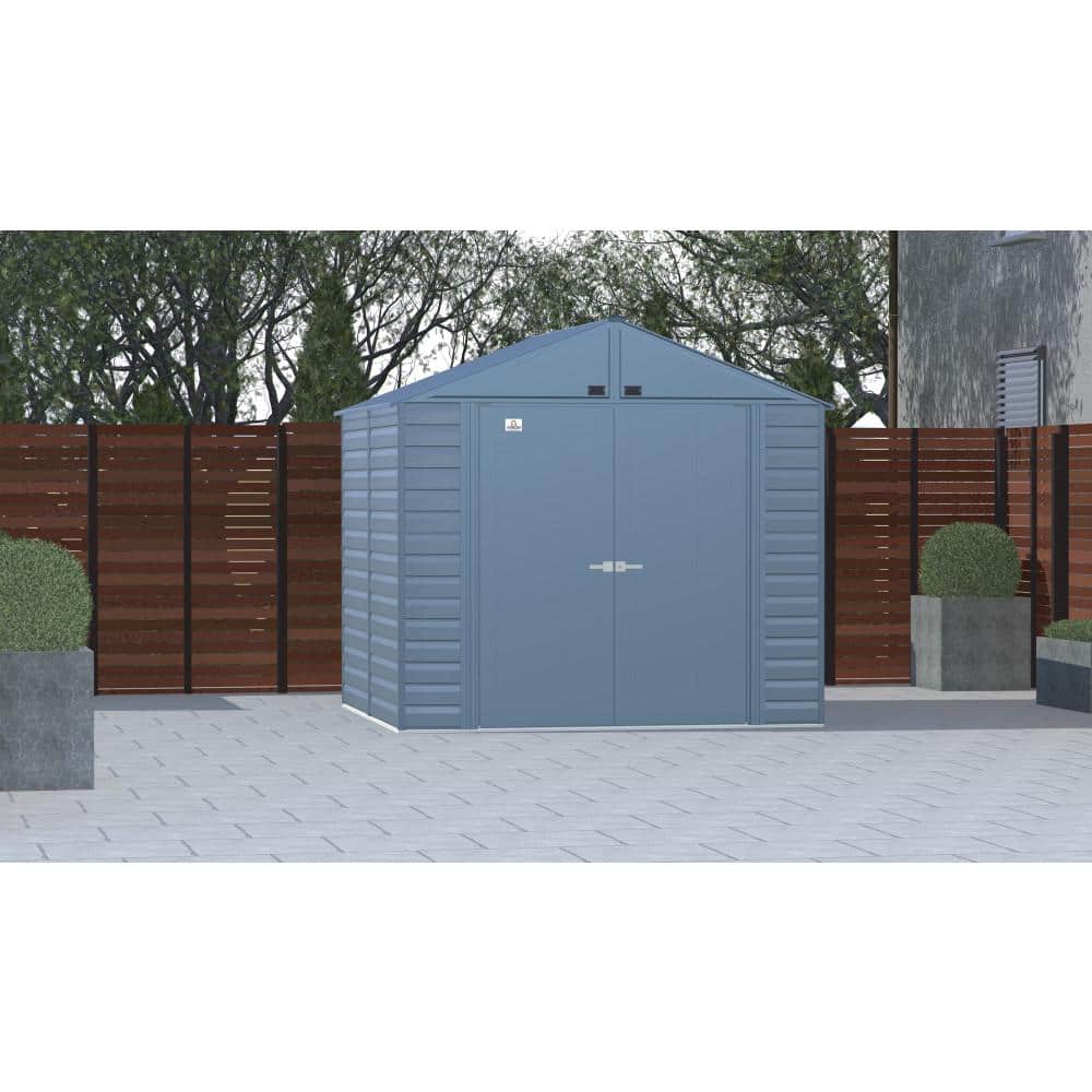 Blue 8x8 Galvanized Steel Gable Roof Storage Shed