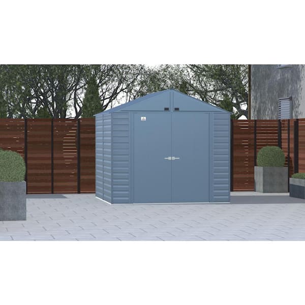 8 ft. x 8 ft. Blue Metal Storage Shed With Gable Style Roof 59 Sq. Ft.