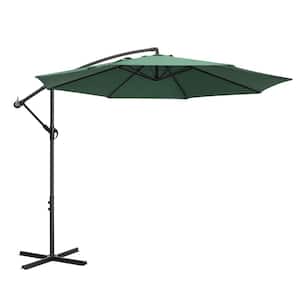 10 ft. Cantilever Outdoor Sunshade Umbrella with Cross Base in Green