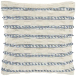 Jordan Ocean Striped Cotton 18 in. X 18 in. Throw Pillow